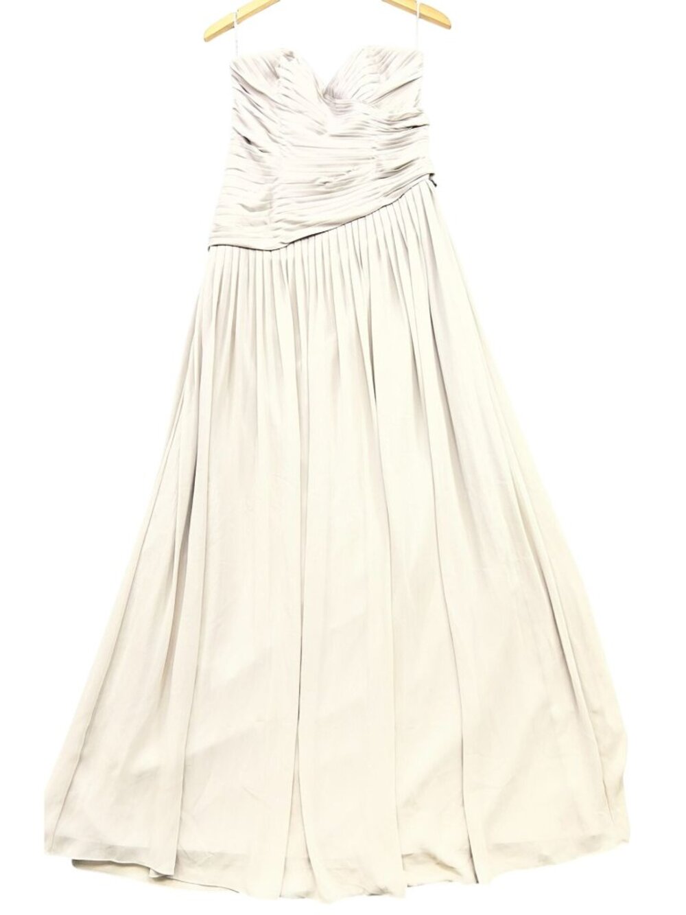Watters Women's Chiffon Strapless Bridesmaid Maxi Dress Sleeveless Size 12 Beige